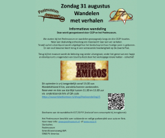 Op zondag 31 augustus is onze jaarlijkse wandeltocht georganiseerd door CEZP en het Peelmuseum.
https://www.ticketkantoor.nl/shop/Peelwandeling25